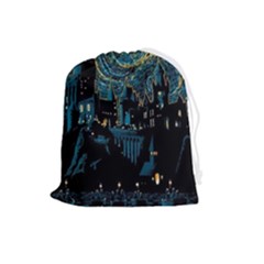 Hogwarts Starry Night Van Gogh Drawstring Pouch (large) by Sarkoni