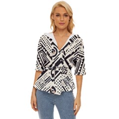 Tribal Pattern Lightweight Drawstring Hooded Top by Sobalvarro