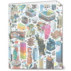 City Pattern Pixel Art Japan 8  X 10  Softcover Notebook by Sarkoni