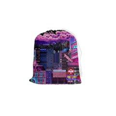 Retro City Pixel Drawstring Pouch (small) by Sarkoni