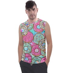 Donut Pattern Texture Colorful Sweet Men s Regular Tank Top by Grandong