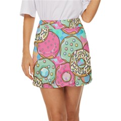 Donut Pattern Texture Colorful Sweet Mini Front Wrap Skirt by Grandong
