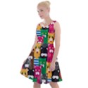 Cats Funny Colorful Pattern Texture Knee Length Skater Dress View1