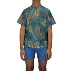 Leaves Pattern Texture Plant Kids  Short Sleeve Swimwear by Grandong