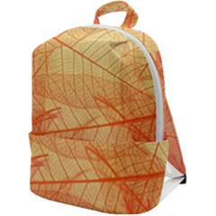 Abstract Texture Of Colorful Bright Pattern Transparent Leaves Orange And Yellow Color Zip Up Backpack by Grandong