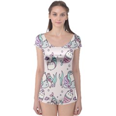 Cartoon Cat Cute Animal Kawaii Pastel Pattern Boyleg Leotard  by Ndabl3x