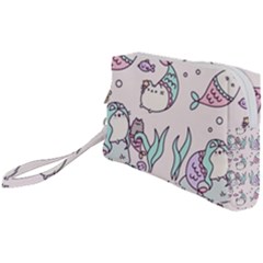 Cartoon Cat Cute Animal Kawaii Pastel Pattern Wristlet Pouch Bag (small) by Ndabl3x