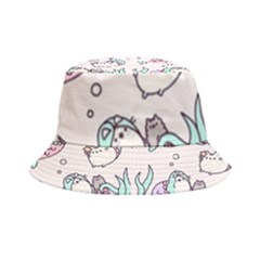 Cartoon Cat Cute Animal Kawaii Pastel Pattern Inside Out Bucket Hat by Ndabl3x