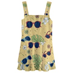 Seamless Pattern Of Sunglasses Tropical Leaves And Flower Kids  Layered Skirt Swimsuit by Grandong