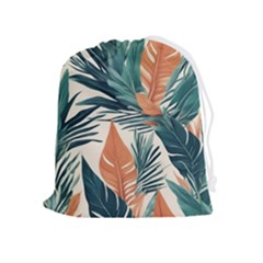 Colorful Tropical Leaf Drawstring Pouch (xl) by Jack14