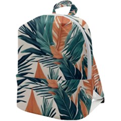Colorful Tropical Leaf Zip Up Backpack by Jack14