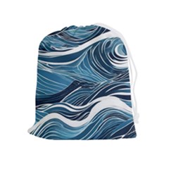 Abstract Blue Ocean Wave Drawstring Pouch (xl) by Jack14
