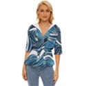 Abstract Blue Ocean Wave Lightweight Drawstring Hooded Top View1