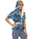 Abstract Blue Ocean Wave Lightweight Drawstring Hooded Top View3