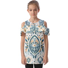 Boho Pattern Fold Over Open Sleeve Top by Valentinaart
