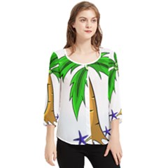 Beach Coconut Tree T- Shirt Beach Coconut Tree T- Shirt Yoga Reflexion Pose T- Shirtyoga Reflexion Pose T- Shirt Chiffon Quarter Sleeve Blouse by hizuto