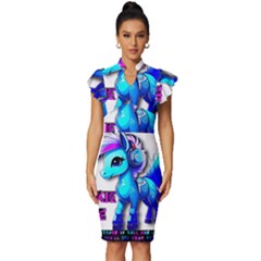 Pinkie Pie  Vintage Frill Sleeve V-neck Bodycon Dress by Internationalstore