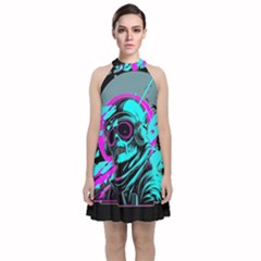 Aesthetic Art  Velvet Halter Neckline Dress  by Internationalstore