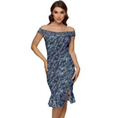 Ceramics Broken  Off Shoulder Ruffle Split Hem Bodycon Dress by Internationalstore