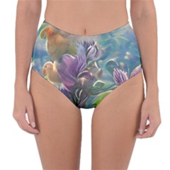 Abstract Blossoms  Reversible High-waist Bikini Bottoms by Internationalstore