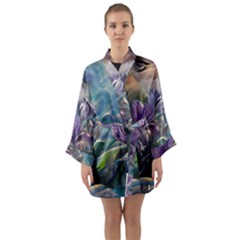 Abstract Blossoms  Long Sleeve Satin Kimono by Internationalstore