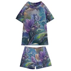 Abstract Blossoms  Kids  Swim T-shirt And Shorts Set by Internationalstore