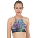 Abstract Blossoms  Halter Bikini Top View1