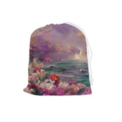 Abstract Flowers  Drawstring Pouch (large) by Internationalstore