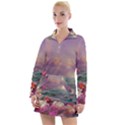 Abstract Flowers  Women s Long Sleeve Casual Dress View1