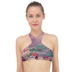 Abstract Flowers  High Neck Bikini Top by Internationalstore