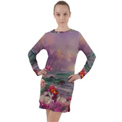 Abstract Flowers  Long Sleeve Hoodie Dress by Internationalstore