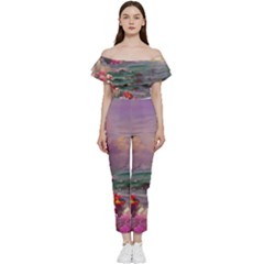 Abstract Flowers  Bardot Ruffle Jumpsuit by Internationalstore