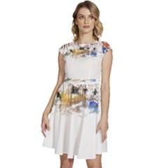 Venice T- Shirt Venice Voyage Art Digital Painting Watercolor Discovery T- Shirt (3) Cap Sleeve High Waist Dress by ZUXUMI