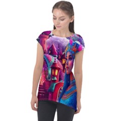 Fantasy Arts  Cap Sleeve High Low Top by Internationalstore