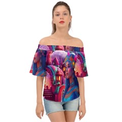 Fantasy Arts  Off Shoulder Short Sleeve Top by Internationalstore