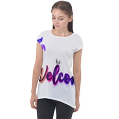 Arts Cap Sleeve High Low Top by Internationalstore