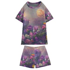 Floral Blossoms  Kids  Swim T-shirt And Shorts Set by Internationalstore