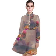 Floral Blossoms  Long Sleeve Chiffon Shirt Dress by Internationalstore