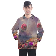 Floral Blossoms  Men s Half Zip Pullover by Internationalstore