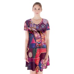 Fantasy  Short Sleeve V-neck Flare Dress by Internationalstore