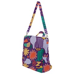 Colorful Shapes On A Purple Background Crossbody Backpack by LalyLauraFLM