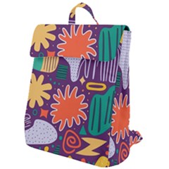 Colorful Shapes On A Purple Background Flap Top Backpack by LalyLauraFLM