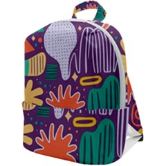 Colorful Shapes On A Purple Background Zip Up Backpack by LalyLauraFLM