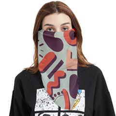 Shapes In Retro Colors On A Green Background Face Covering Bandana (triangle) by LalyLauraFLM