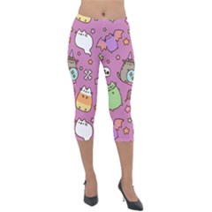 Pusheen Cat Lightweight Velour Capri Leggings  by Pakjumat