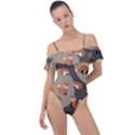 Fox Pattern Frill Detail One Piece Swimsuit View1