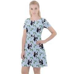 Animal Panda Bamboo Seamless Pattern Cap Sleeve Velour Dress  by Pakjumat