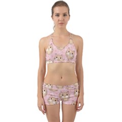 Cat Pattern Pink Cartoon Back Web Gym Set by Pakjumat