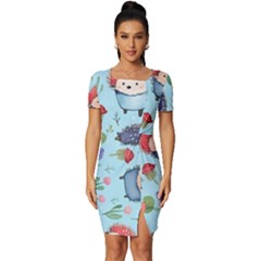 Hedgehogs Animal Fitted Knot Split End Bodycon Dress by Pakjumat