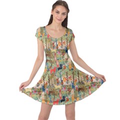 Animal Forest Pattern Cap Sleeve Dress by Pakjumat